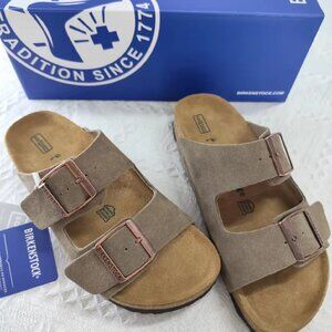 Birkenstock Arizona Suede Sandals – Taupe